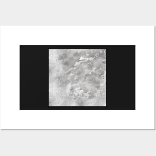 Grey Gray Silver Glitter Marble Dark Moody Vibes Aesthetic Pattern Posters and Art